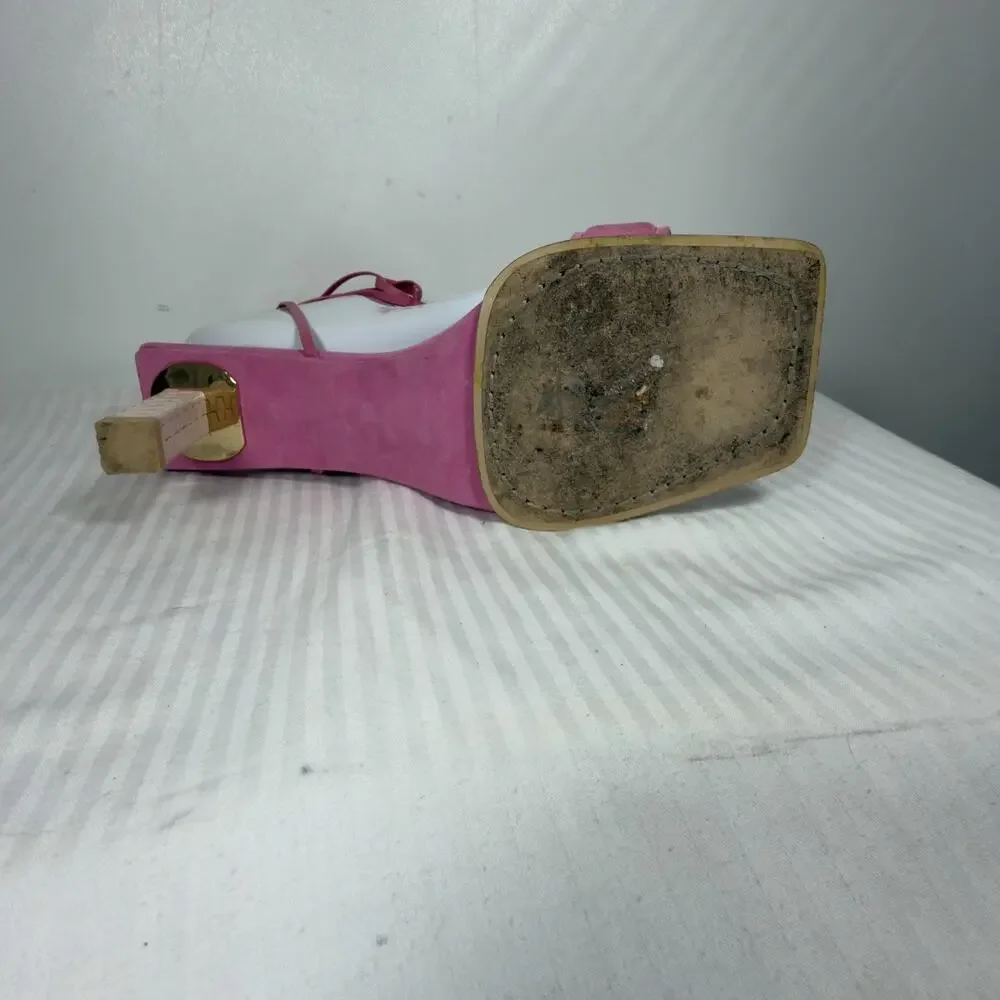 Jacquemus Pink Suede Ankle Tie Block Heel Sandals Size 8 UK 39 - Picture 12 of 15